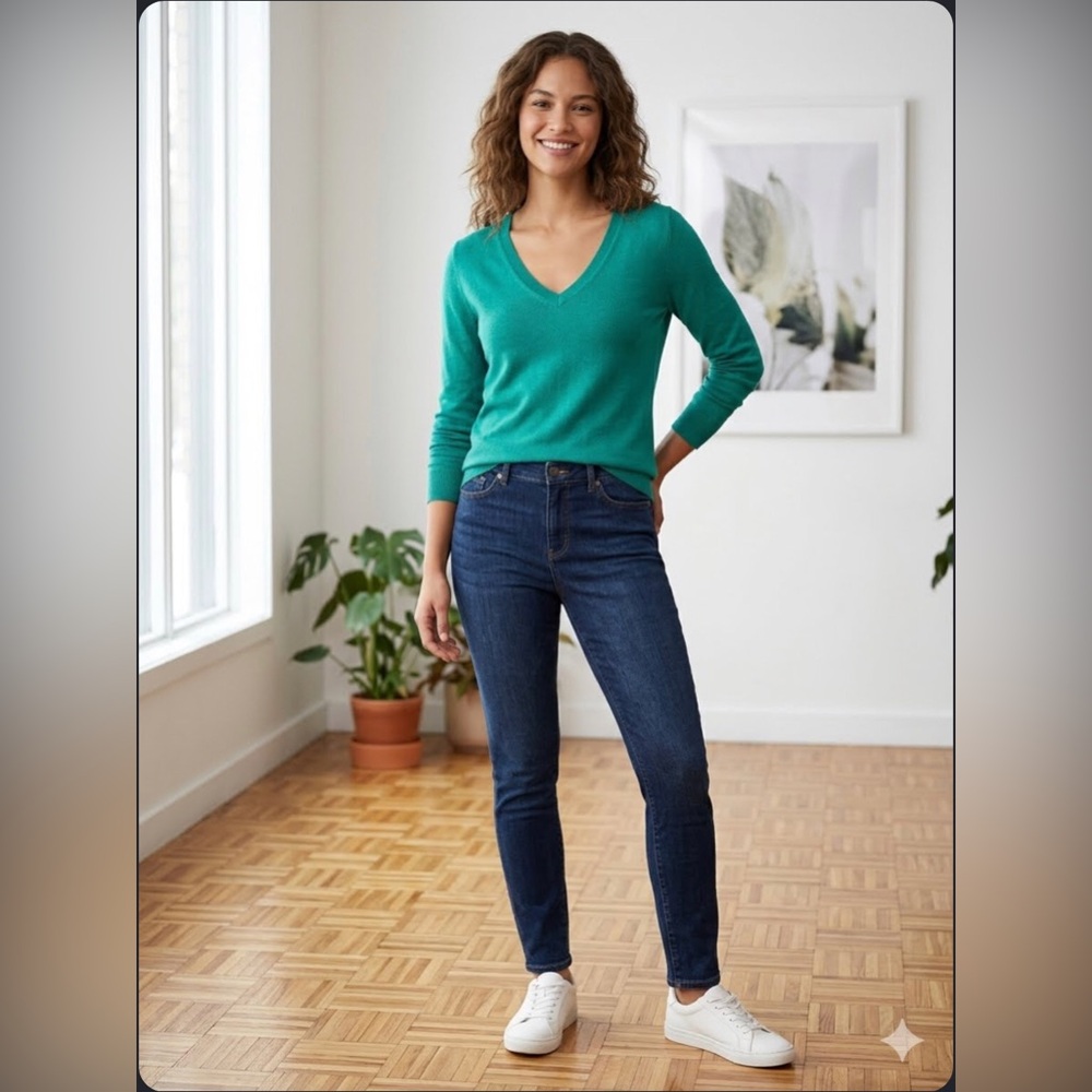 Joe fresh | green cotton blend Knit v neck Sweater | size M